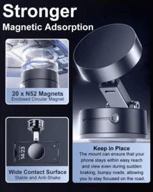New 2026 Magnetic Vacuum Suction Cup Phone Holder, Suitable For Cars And Homes. This Vacuum Suction Cup Phone Holder Features A Foldable Design, Is Universally Compatible With IPhones And Android Devices, And Is Suitable For All Car Models. It's An Adjustable Car Phone Holder With 360-Degree Rotation, An Interior Accessory, And Has A Smooth Surface. A Perfect Mother's Day Gift - 黑色 - 查看 4