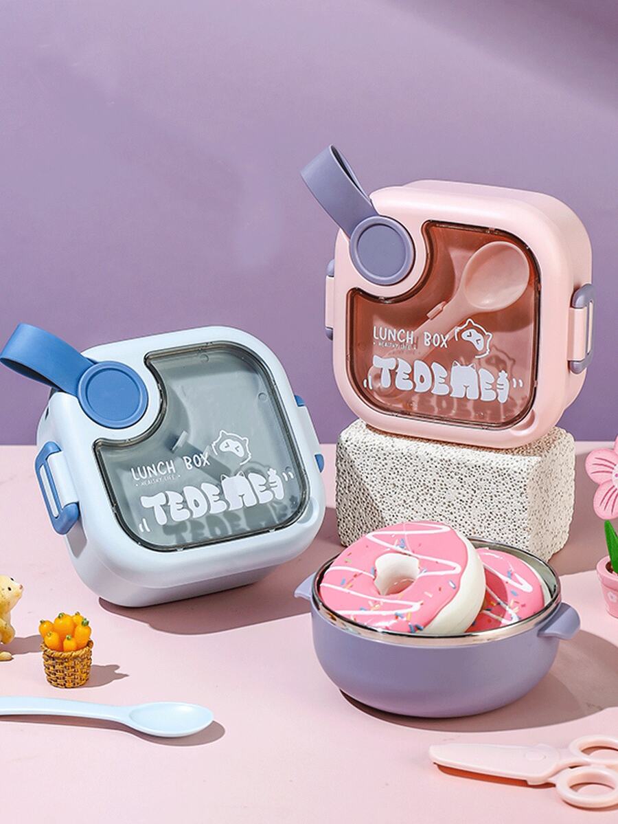 Isolierte Kinder-Lunchbox, Edelstahl Bento Box mit Besteck für Schüler