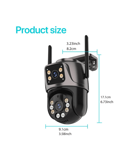 8MP Dual Lens Ultra HD PTZ Camera, 360° Rotation, AI Human Detection, Full Night Vision, Siren Alarm, Two Way Audio, WiFi/Mobile Remote, IP66 Waterproof, Outdoor, Home Business view 3