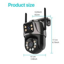 8MP 双镜头超高清 PTZ 摄像机，360° 旋转，AI 人体检测，全彩夜视，警报器警报，双向音频，WiFi/手机遥控，IP66 防水，适用于户外、家庭和商业用途 - 黑色 - 查看 11