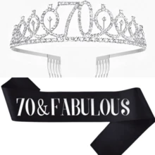 2 Stücke/Set Geburtstags-Schärpe und Tiara für Frauen, inklusive Geburtstagskrone, Happy 18., 21., 30., 40., 50., 60., 70. Geburtstags-Schärpe, Schleife, fantastische Kerzen und Kuchendekoration, Geburtstagsgeschenke für Frauen, Partyzubehör für glücklichen Geburtstag, Valentinstag Accessoires in Gold - Verschiedenfarbig - Übersicht 14