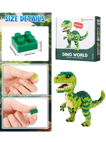 1 pieza Dinosaurio de la era Jurásica 1500 piezas Kit de construcción 3D creativo y educativo, juego de bloques de construcción para descompresión, decoración ideal para amantes de los dinosaurios, regalo para fiestas y cumpleaños