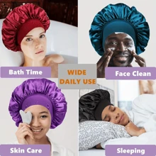 Satin Cap For All Hair Types | Adjustable - Similar To A Nightcap To Prevent Flyaways And Breakage (Curly/Straight/Extensions) - Vibrant Color, Comfortable Style, Durable Polyester, Hair Care Essentials | Vibrant Nightcap | Smooth Texture, Shower Cap