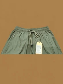 Women's Polyester Tie Pants - 軍綠色 - 查看 2