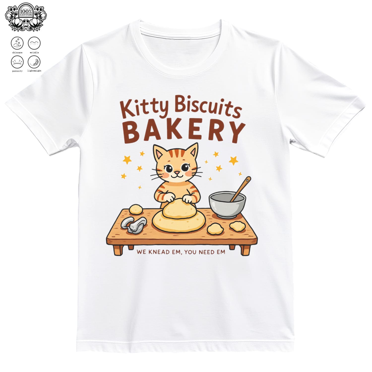 Womens Kitty Biscuits We Knead Em You Need Em Cat Lover Baking V-Neck T-Shirt.Png 0001- (4)220G Cotton For All-Day Comfort – Great For Beach Days, Hiking, Casual Meetings, Or Airport Looks – Easy To Dress Up Or Down – Makes A Unique And Practical Gift For , Travelers, And Busy Professionals.4th Of Julysummer Outfits For Women - 白色4 - 查看 1