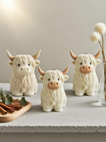 1 st. bedårande ljusform av höglandskon - återanvändbar/multifunktionell för gips/lera/tvål, halloween/heminredning silikonform/gör-det-själv-pyssel födelsedagspresenter