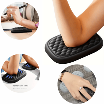 LOMILD 1Pc Ergonomic Memory Foam Computer Desk Wrist Rest-Comfortable Arm Support Pad, Suitable For Typing, Games And Office Work, Non-Slip Design, Black, Gray, Wrist Support, Arm Support, Effective Prevention Of Arthritis Symptoms, Multi-Purpose Use