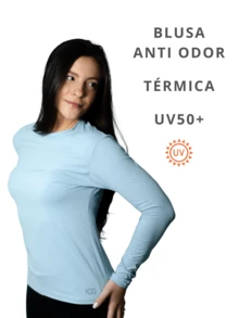 Women's Polyamide Thermal Shirt UV+50 Sun Protection Long Sleeve Second Skin Shirt Winter And Summer - 淺藍色 - 查看 2