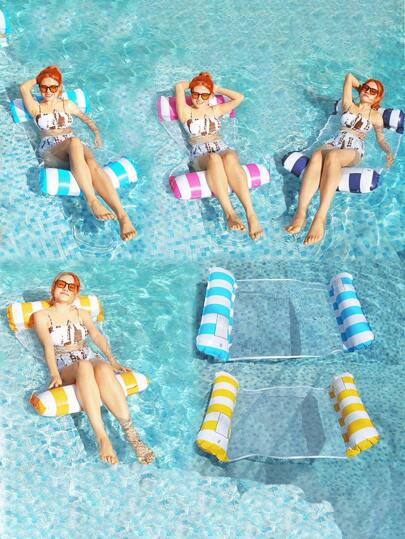 1 pieza Silla de hamaca inflable para flotador de piscina para adultos, flotador de agua de uso múltiple con diseño de rayas para fiesta de piscina, playa, diversión de verano (varios colores/estilos)