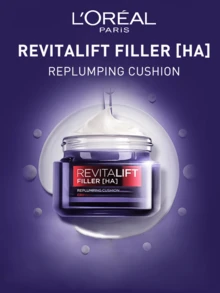 L’Oreal Paris REVITALIFT FILLER [HA] 丰盈气垫霜 15/50ml，玻尿酸面部保湿霜，抗衰老，减少皱纹，提亮肤色，紧致修护，适合干性肌肤和夜猫子，日夜皆可使用，增强肌肤屏障，舒缓泛红，促进胶原蛋白生成，日夜持续护理，是日常面部护肤的理想之选，适合所有年龄段。 - 複顏透明酸水光充盈導入乳霜 - 查看 1