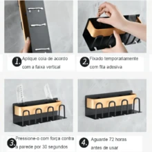 Porta escova de dentes | Suporte para escovas de dentes montado na parede Porta escova de dentes de metal Sem Furos Na Parede
