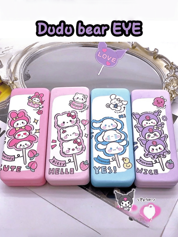 Sanrio Estuche morado para gafas Kuromi para mujer, organizador de joyas y gafas de sol My Melody rosa resistente a la compresión y al desgaste, accesorios esenciales para guardar gafas de verano Cinnamoroll azules para el coche, soporte para gafas para escritorios escolares y de oficina, artículos de Pochacco, recuerdos de agradecimiento para damas de honor, enfermeras y maestras, regalos festivos y de cumpleaños para niñas, artículos autorizados por Sanrio.