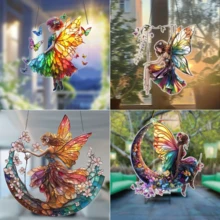 2D Flat, 1pc, Double-Sided Printed Acrylic Delicate Fairy Light Catcher, Outdoor Decor, Wall Decor, Home Decor, Yard Garden Decor, Thanksgiving Christmas New Year Gift Idea, Living Room Wall Art - Ideal Holiday Gift, 2D Flat