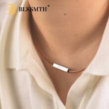 BLKSMTH "Golden Cube" Gold-Plated Leather Women's Necklace