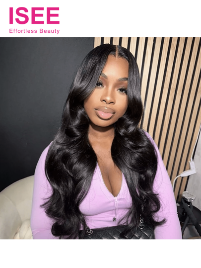ISEE ISEE HAIR Body Wave Cabelo Humano Wear Go 7*5 HD Lace Perucas sem cola Pré-arrancadas e pré-cortadas 180% 18-30 polegadas Lace Closure Perucas de cor natural com linha capilar natural Cabelo humano Uso diário para mulheres