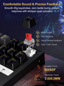 Bfairy CR87 RGB Gaming Keyboard & Mouse Combo -87 Key Hot-Swappable Mechanical, Linear Red Switches (45g), 7200 Mouse, Anti-Ghosting, Plug & Play For PC (Black Grey) - 87 Keys KM - View 6