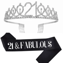 2 Stücke/Set Geburtstags-Schärpe und Tiara für Frauen, inklusive Geburtstagskrone, Happy 18., 21., 30., 40., 50., 60., 70. Geburtstags-Schärpe, Schleife, fantastische Kerzen und Kuchendekoration, Geburtstagsgeschenke für Frauen, Partyzubehör für glücklichen Geburtstag, Valentinstag Accessoires in Gold - Verschiedenfarbig - Übersicht 12