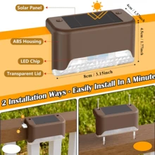 4/10/16 Stücke Solar Zaunbeleuchtung, wasserdichte kleine LED Weihnachtsbeleuchtung in Weiß, Schwarz, Braun für Outdoor an Terrasse, Treppe, Zaun, Garten (Braun)