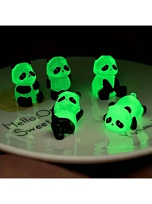 5/15件夜光熊猫玩具摆件游戏动物公仔diy手工发光挂饰树脂配件微景观摆件微型立体熊猫挂件材料不带电 - 彩色 - 查看 8