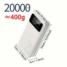 Black Portable Power Bank, 200-400g Slow Charging Power Bank, 10000/20000mAh, Initial Charge May Be Low And Disappear Quickly, Battery Display Will Be Normal After 2 Uses, Compatible With Mainstream Mobile Devices (2xUSB Output, Type-C, Micro For Charging Power Bank), LED And Digital Display, Suitable For Graduation Gift, Bachelor Party Gift, Bridesmaid Gift, Father's Day Gift - White - View 15