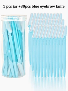 60/30/12/6/3/1件組 藍色眉毛修剪器、去角質刮毛器、身體除毛修剪器與面部修容套組，女性眉形修整工具，適合日常使用或旅行，禮物、超值、旅行必備 - 藍色 - 查看 9