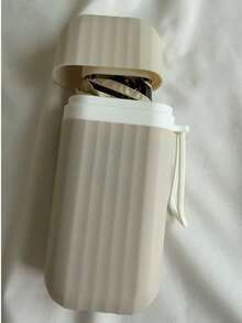 1 pezzo Ombrello a capsula, ombrello nero in gomma antivento e parasole, compatto e portatile, resistente ai raggi UV, ombrello parasole.