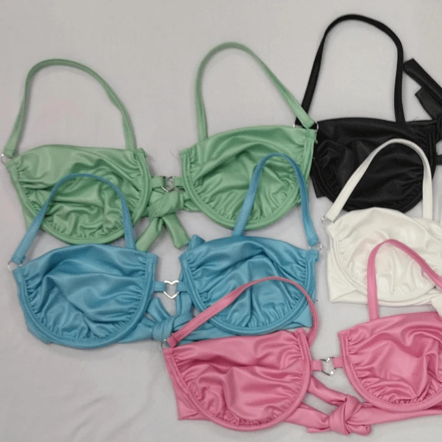 Satin Hoop Crop Top Heart Blogger - Blue - View 1