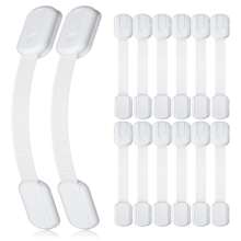 12pcs Baby Cabinet Locks, Child Proof Drawer Locks, Adjustable No Drill Cabinet Locks With Straps, Suitable For Child Drawers, Ensure Child - White - View 2
