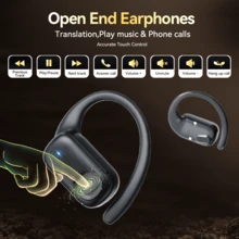 Full-Featured Long-Lasting Wireless Headset, Bluetooth Headset With Ear Hook, Pure Bass, Over-Ear Headset, ENC Noise Cancellation With LED Display, Compatible With All Smartphone Connections - 黑色 - 查看 3