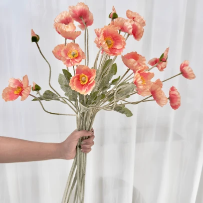 1/3/5支装，59厘米仿真罂粟花，每枝4朵，简约现代风格，可弯曲且不褪色 - 适合DIY花墙、场景装饰、客厅/卧室花瓶插花、婚礼、派对、桌面装饰。也适合秋冬季装饰、家居、厨房、婚礼、餐桌、中心摆件、办公室、花园、户外、生日、毕业礼物等场合。