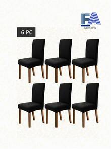 Funda unicolor elástica para silla con 2/4/6 piezas, funda protectora para silla de comedor, cubierta decorativa para taburete de hogar - Negro - Ver 1