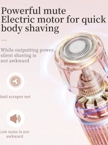 1pc Electric Female Painless Hair Removal Trimmer, Bikini/Intimate Area Epilator, Dual Heads Shaver, Multi-Purpose Design, Waterproof Blades, Type-C Charging, Compact & Convenient, Specially For Women To Trim Pubic Hair, Armpit Hair, Leg Hair And Upper Lip Hair, 2in1 Female Electric Depilation Set