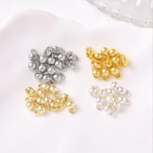 30 件珠头 18K 镀金黄铜结盖翻盖端盖卷边珠球链连接扣适用于珠宝制作 DIY 配件工艺品配件