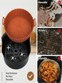 适用于 3-5 夸脱的空气炸锅硅胶内衬、易燃烘焙纸替换件、可重复使用的烤箱配件烤盘、空气炸锅烤盘专用烧烤盘可重复使用的碗烘焙防粘垫厚硅胶烤盘、可重复使用的硅胶空气炸锅内衬 - 不粘、易于清洁的烤盘、黑色、红色或灰色，带凸起边缘