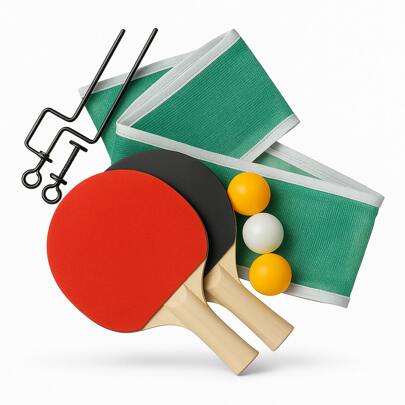 Kit Ping Pong com 2 Raquetes e 3 Bolinhas Com Suporte e Rede Tênis de Mesa Iniciantes Criança Adulto