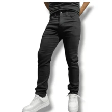 Pantalón Negro Hombre Skinny Men Tubo Strech Mezclilla Liso Entubado - Negro - Ver 1