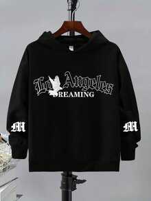 بلوزة هودي كاجوال بطباعة حرفية للمراهقين الذكور، مناسبة للارتداء اليومي للطلاب، الحفلات، المدرسة، حضور المهرجانات الموسيقية، العطلات، التنقل - الأسود - مشاهدة 2