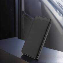 1pc 10000mAh Power Bank With 2 USB Ports, Compact Black Portable Charger With Indicator Lights, Not Fast Charging, Suitable For Graduation Gifts, Singles Party Favors, Bridesmaid Gifts, Father's Day Gifts, Bridal Shower Favors, Wedding Guest Gifts, Birthday Party Decor And Wedding Supplies - Black - View 3