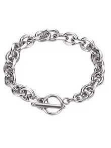 1 件银色粗链手链，带 OT 扣，适合音乐节、生日、惊喜