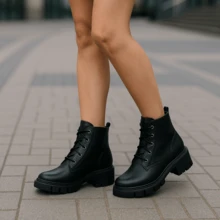 Coturno Preto Ramarim Clássico Tratorado Cadarço Original Festa Presente - Preto - Visão 1