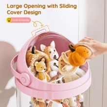 Senmeo 1 Piece 51.18-Inch Plush Toy Storage Bucket With Transparent Window Design, Convenient Opening, Layered Storage, Suitable For Children's Room, Living Room And Bedroom Use, Multi-Layer Structure Plush Toy Storage Tube - 粉色 - 查看 2