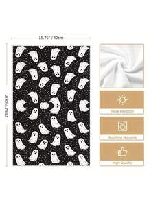 2pcs/4pcs/12pcs Halloween Spider & Ghost Pattern Kitchen Towels, Halloween Spider & Ghost Pattern Bathroom Towels, Halloween Outdoor Party Towels, Halloween Home Decor, Modern Style, Quick Drying, Super Soft Microfiber Material, Rectangular, 15.75IN*23.62IN/40*60CM Digital Printing Pattern, Suitable For Outdoor Party Decoration, Halloween Holiday Gifts - Multicolor - View 5
