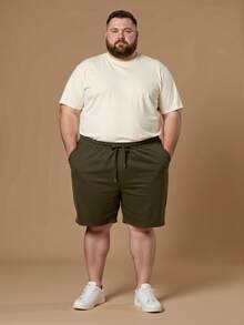 Debex Kit 2 Bermuda Sweatpants Gym Workout Shorts Men's Plus Size - Military Green/Beige - View 5