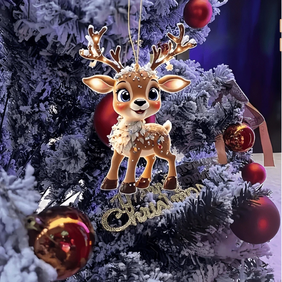 1pc, Holiday Reindeer Decoration - Cute Baby Reindeer Design, Holiday Decoration For Multiple Occasions, Suitable For Christmas Trees And Cars, Universal Party Accessories For Halloween, Christmas, Valentine's Day, Random Color Shipping