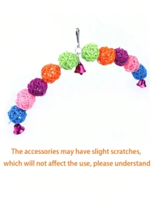 随机颜色鹦鹉藤球玩具，S/M/L，鸟类用品，悬挂笼玩具，藤球，木珠，铃铛，手工编织宠物装饰