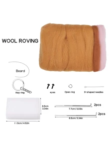 1 Conjunto Kit de Material de Lã com Instruções para Brincar com Gato de Café