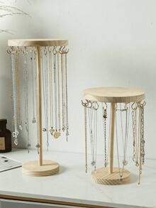 1 szt. okrągły drewniany organizer na naszyjniki z 12-18 haczykami, elegancki stojak wystawowy na naszyjniki i bransoletki w witrynie jubilerskiej, stylowe rozwiązanie do przechowywania na biurku dla kobiet, idealny na niezbędne rzeczy w podróży, organizacja akademika na powrót do szkoły, stylowa dekoracja jesienna, idealny na prezenty i dekorację domu na Boże Narodzenie, Święto Dziękczynienia, Nowy Rok i Walentynki