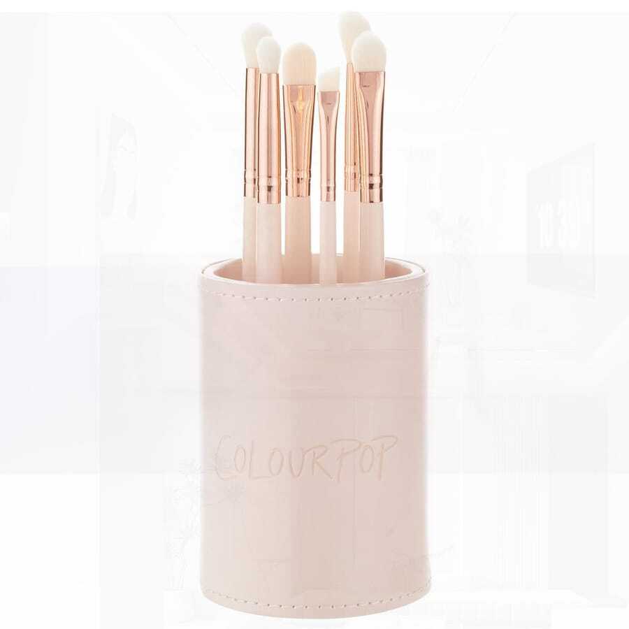 ColourPop Brush Of An Eye Makeup Brush Set - 6 Eye Makeup Brushes To Seamlessly Buff, Blend, Define & Line - Made With Luxe Synthetic Vegan Bristles - Includes Holder (6 Count) - thạch rau câu - Xem 1