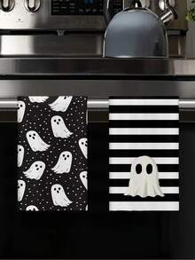 2pcs/4pcs/12pcs Halloween Spider & Ghost Pattern Kitchen Towels, Halloween Spider & Ghost Pattern Bathroom Towels, Halloween Outdoor Party Towels, Halloween Home Decor, Modern Style, Quick Drying, Super Soft Microfiber Material, Rectangular, 15.75IN*23.62IN/40*60CM Digital Printing Pattern, Suitable For Outdoor Party Decoration, Halloween Holiday Gifts - Multicolor - View 7