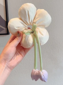 1 件郁金香花朵发圈，女孩发髻发饰，仙女美学发带，适合日常使用，可爱儿童发饰 - 彩色 - 查看 13